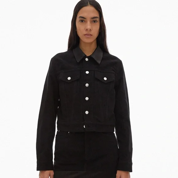 NWT Helmut Lang unisex Masc Trucker Jean Jacket Matte powder black